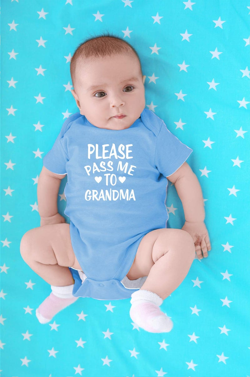CBTwear Please Pass Me To Grandma Baby Bodysuit Funny Infant Outfit Cute Newborn Clothes Unisex Romper (6 Months, Light Blue) - Image 4